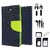 EDGE PLUS WALLET CASE, DATA CABLE, EARPHONES, AND SIM CARD ADAPTER FOR MICROMAX NITRO A310 (BLUE)
