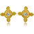 Mahi Exa Collection CZ White Round Petal Gold Plated Stud Earrings for Women ER6012035GWhi