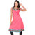 14 Fashions Solid Pink Cotton Casual Kurti For Women - 1600303