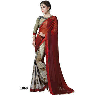 Liberty Lifestyle Red Color Fabric Georgette Saree with Blouse