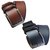 WHOLESOMEDEAL Leatherite black and brown needle pin point buckle belts pack of two