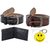 Fashno Combo of Black  Brown Belt with Leather Wallet  Smiley Key chain