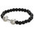 925 Sterling Silver Dumbbell Bracelet with Black Beads for Men by ART O FAB