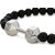 925 Sterling Silver Dumbbell Bracelet with Black Beads for Men by ART O FAB
