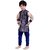 Boys Sherwani Kurta Pyjama Kids Wear - Full Sleeves - Party Wear - Beige Blue