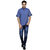 Dhrohar Khadi Earthy Blue Short Sleeve Short Kurta For Men