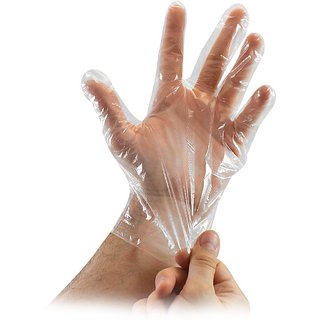 100 Pcs Disposable Transparent Clear Plastic Gloves (only gloves)