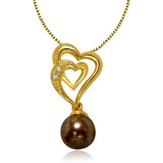 Diamond And Black Pearl Pendant In Yellow Gold San13