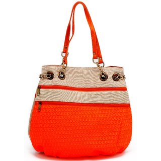 Las Jute Bags Multiple Zipper Orange Handbag Fancy Bag By Las Jute Bags Multiple Zipper Orange Handbag Fancy Bag By Stylocus