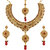Acsentials Stunning Red and White Gold Plated  Antique Kundan Necklace Set