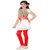 KC Dolphin Red Georgette Frock And Legging Set For Girls
