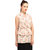 Ruhaans Beige Polyester Floral Chinese Collar Casual Top