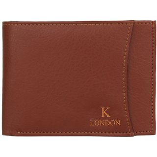                       K London Soft  Flexible Brown Card Coin Pocket Bifold Mens Wallet -Brown                                              
