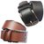 Sunshopping mens black and brown Leatherite needle pin point buckle belts (Combo)