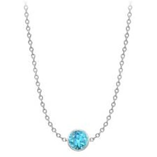 By The Yard Necklace With Blue Topaz In 14K White Gold One Ct