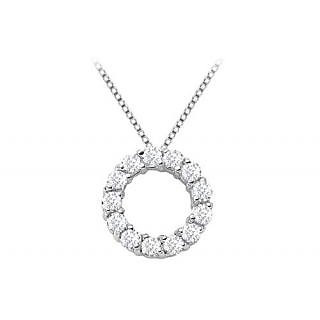 Circle Of Love Diamond Pendant Necklace In 14K White Gold With 1 Ct Diamonds