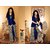 High Fashion Trendy Semi Stitch Blue Velvet Gold embroidery Dress Material for Ladies Girls