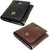 Genuine Black / Brown Leather Wallet Tri fold For Men