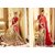 Nargis Fashion Beige & Red Georgette Embroidered Saree With Blouse