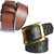 Sunshopping mens black and brown Leatherite needle pin point buckle belt (COMBO)