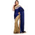 Royal Blue  Beige Faux Crepe  Georgette Half Saree