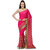 Magenta Faux Chiffon Saree with Zari Embroidery