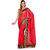 Red Thread Woven Faux Georgette Saree