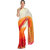 Cream  Orange Shaded Faux Chiffon Saree