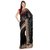 Black Faux Georgette Saree with Brocade Border