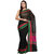Raven Black Banarasi Chanderi Cotton Saree With Striped Border