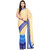 Beige, Navy Blue And Royal Blue Shaded Faux Chiffon Saree