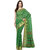 Green Printed Cotton Saree With Zari Temple Border