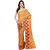 Orange Printed Cotton Saree With Zari Weave Elephant Printed Border