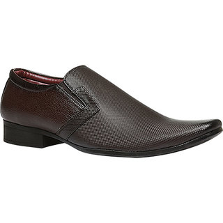Bata MenS Laser Brown Formal Slip On Shoes