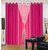 Brabuon Plain with Tissue Dark Pink And Pink Eyelet Door Curtains (Set of 2)