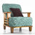 Vive Phoenix Single-Seater Sofa with Teal Upholstery - Natural