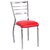 Dining Chair in Steel with Red Colour Leatherette Seat