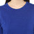 Hypernation Solid Womens Round Neck Blue Cold Shoulder T-Shirt