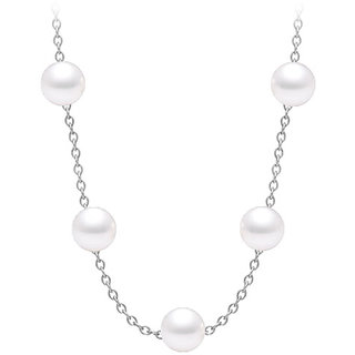 Pearl By The Yard Necklace In 14K White Gold 50 Ct With 16 Inch Long Cable Chain