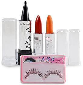 Make-up combo - 2 Mars Lipstick + ADS Kajal + 1 Eyelash