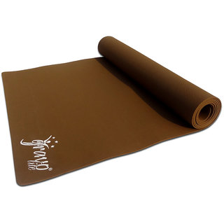 Gravolite 3Mm Thickness 3 Feet Wide 6 Feet Length Plain Yoga Mat Brown Color With Strap