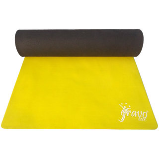 Gravolite Dual Layer Yellow Yoga Mat 10Mm Thickness 3 Feet Wide 6 Feet Length With Strap