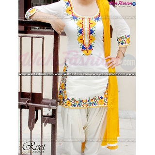 white and yellow punjabi suit