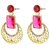 Swell Biyu Cubiz Zirconia Studded Pink Coloured Earrings