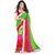 Meia Green and Red Georgette Self Design Saree With Blouse