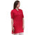 Ruhaans Red Rayon V-Neck Half Sleeve Solid Tunic
