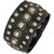 Jewelbox Black Leather Mens Stainless Steel Wrist Band Bracelet