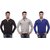 Grovey Henley Neck T-Shirts Combo Pack of 3 (Black, Grey, Royal Blue)