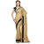 Beige Faux Crepe Saree with Velvet Border