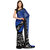 Royal Blue, Black  Gray Faux Georgette Half  Half Saree
